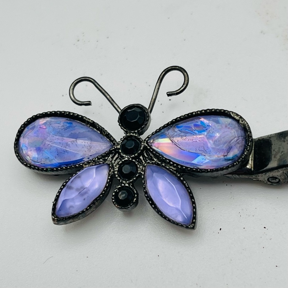 Petite AVON Purple and Iridescent Butterfly Hair Clip Cute Collectible - Picture 5 of 14